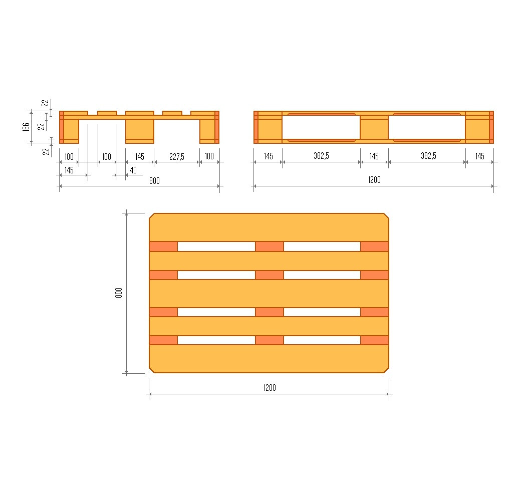 Bản vẽ Pallet gỗ tiêu chuẩn châu Âu