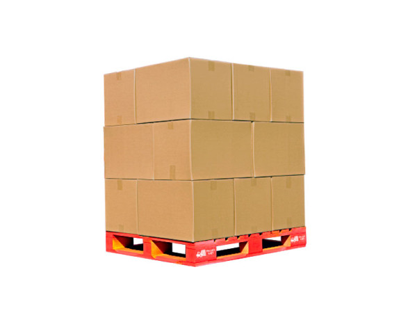Cartons fit on wooden pallets