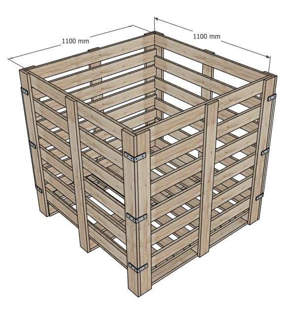 Drawing of wooden cage with dimensions